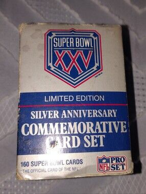 PRO SET SUPER BOWL XXV Limited Edition Silver Anniversary Commemorative 160 Card
